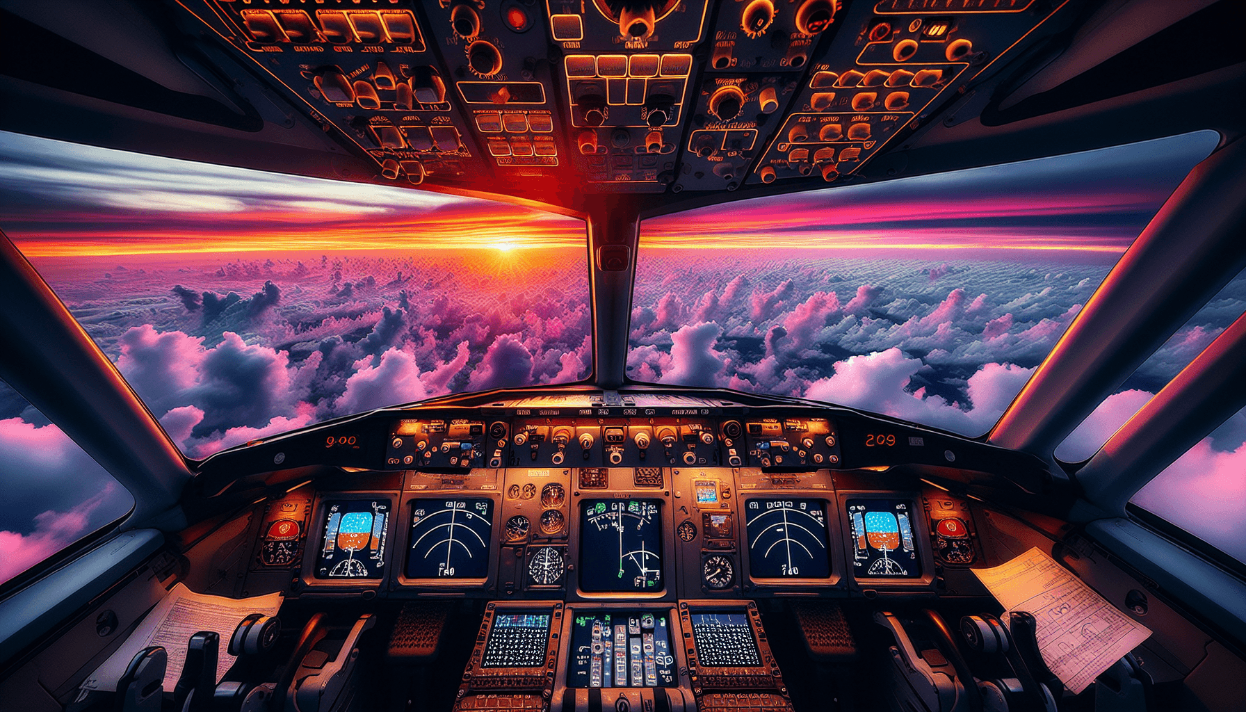 Sunset from cockpit